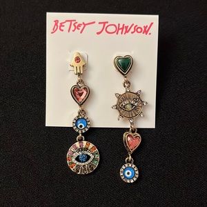 Betsey Johnson evil eye dangly earrings
